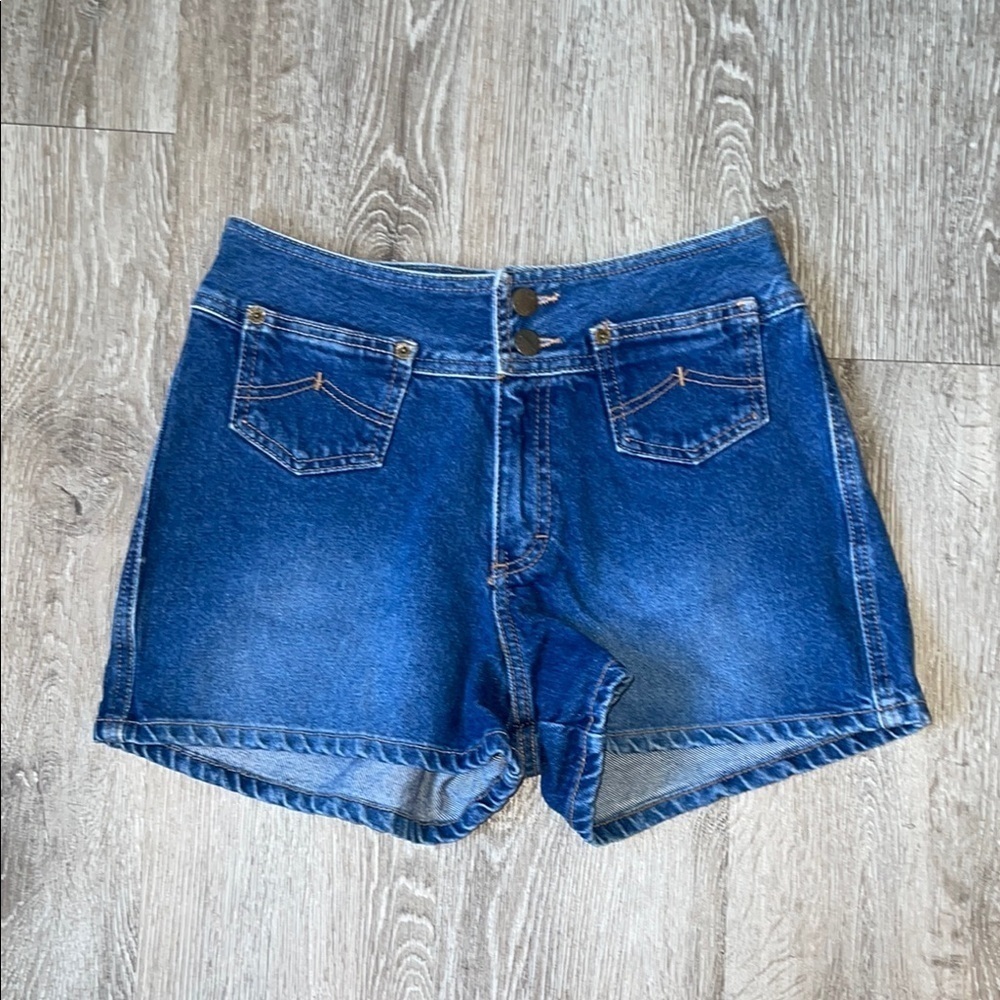 Y2K Mudd Blue Jean Shorts denim size 3 front pockets vintage festival
